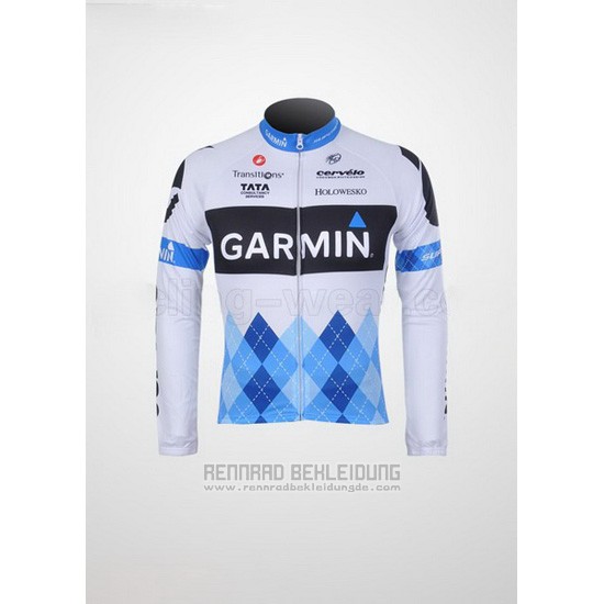 2011 Fahrradbekleidung Garmin Cervelo Blau und Wei Trikot Langarm und Tragerhose